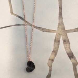Rose Gold/Black Quartz Floating Heart Pendant Necklace